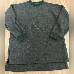 GUESS Oversized Green and Gray Embroidered Crewneck